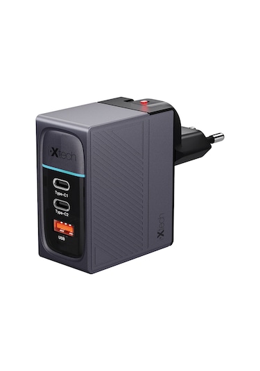 Ixtech Ix-hc5 100w Type-c Ve Usb Üç Portlu Seyahat Tipi Evrensel Hızlı Şarj Adaptörü