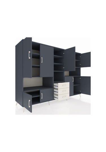 Kronos Dolap 13 Raflı 3 Çekmeceli 9 Kapaklı 220x59x163 Antrasit-a Antrasit-antrasit/aytaşı