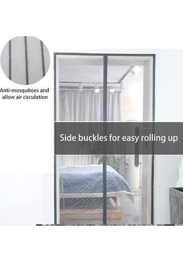 Vkemall Siyah Poliester Manyetik Moskit Önyüzü 90x210 Cm - Otomatik Kapama, Güçlü Manyetik, Tam Çerçeve Bantlı, Çocuk Ve Evcil Hayvan Dostu, Toz Ve Sinirli Hayvanlardan Koruma Perde Siyah