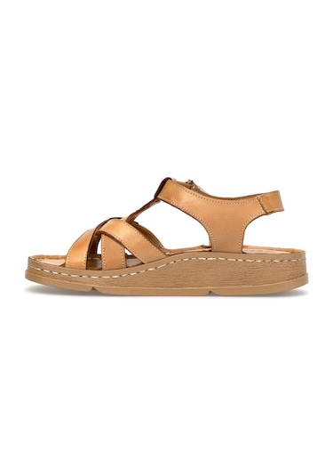 Mammamia D25ys-2440 Kadın Hakiki Deri Düz Sandalet Taba Taba