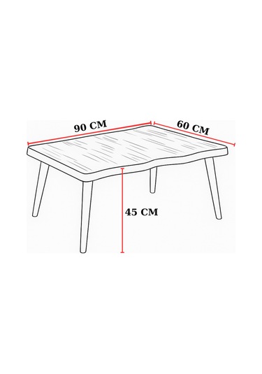 Modern Kavisli Orta Sehpa Mdf Üst Tabla Ahşap Ayaklı Desenli Siyah Siyah
