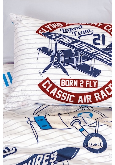 Cotton Box Junior Tek Kişilik Lastikli Çarşaflı Nevresim Takımı Flying Gri