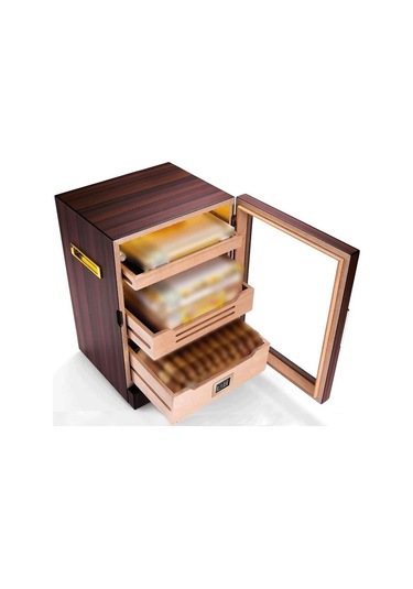 Cigarloong Camlı Işıklı Puro Kutusu Humidor Ceviz 200's