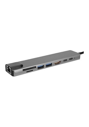 Hytech Hy-usbc83 4k 30hz Gri Metal 2xusb3.0, 1xusb2.0, Gigabit Pd, Typec Data, Sd/tf Kart Okuyucu Ty
