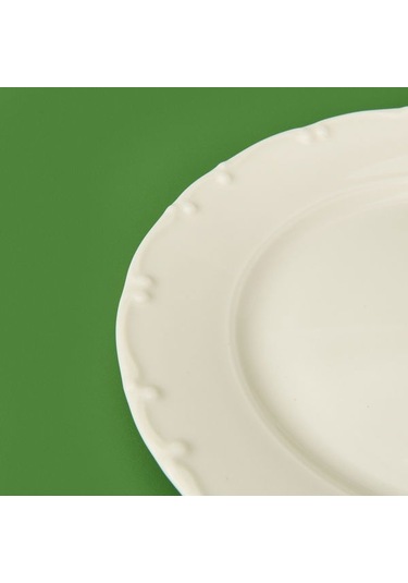 Tulu Porselen Liana Servis Tabağı - Krem - 25 Cm Krem