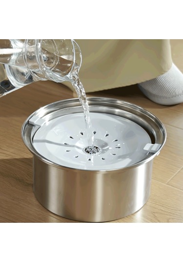 Ecronicword Paslanmaz Çelik Evcil Hayvan Su Kabı Kediler Köpekler 2.5l W13