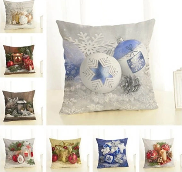 Christmas Decoration Cotton And Linen Pillow Office Home Cushion Without Pillow, Size:45x45cm White Snow Beyaz Gümüş Mavi Altın Noel Ağı Yeşil