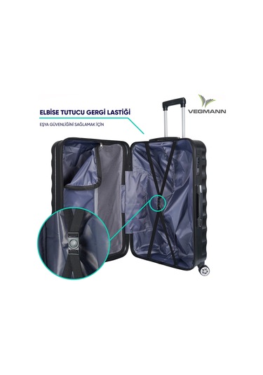 Vegmann Delphin Siyah Büyük Boy Valiz