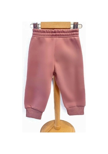 Kız Bebek İçi Şardonlu Kalın Eşofman Alt-15455 Gül Kurusu