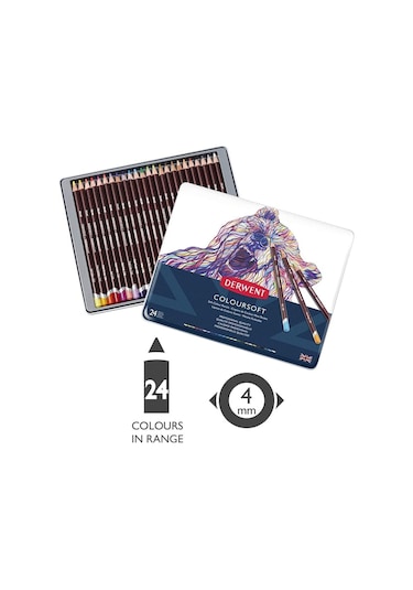 Derwent Coloursoft Kuru Boya Kalemi 24'lü Teneke Kutu
