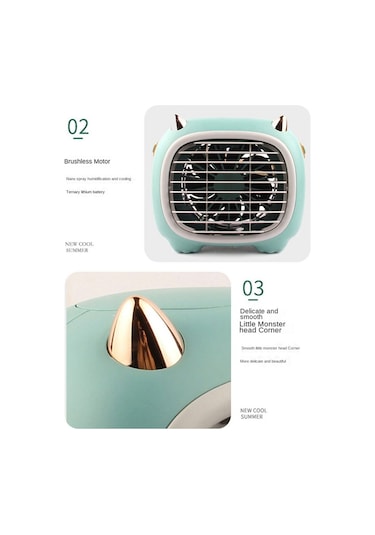 Soulader Kompakt Ve Sessiz Çalışan Masaüstü Mini Fan, Ofis Ve Öğrenci Masaları İçin Pratik Hava Soğutucu, Yeşil