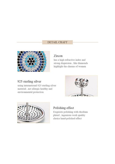 925 Ayar Gümüş Nazar Küpe Kadınlar Için Mavi Taş Cz Kristal Şanslı Türkiye Saplama Küpe Takı Moda Saplama Küpe Altın - Gümüş