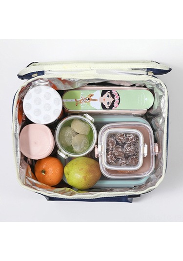 Skycity Mavi Küçük Çift Rıhtım Luşferli Isı Saklama Çanta - Nylon, İnce Pamuk, Alüminyum Folyo İle Isı Yalıtımı, El Çantası Tipi Öğle Yemeği Çantası Blue