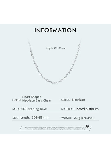 Bamoer Gerçek 925 Ayar Gümüş Trendy Kalp Şeklinde Temel Zincir Bağlantı Istakoz Kapat Ayarlanabilir Kolye Kadınlar İçin Gümüş