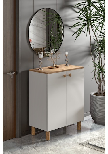 Bohem 2 Kapaklı 3 Raflı Çok Amaçlı Ayakkabılık, Erzak Dolabı - 2 / Kahverengi Kahverengi