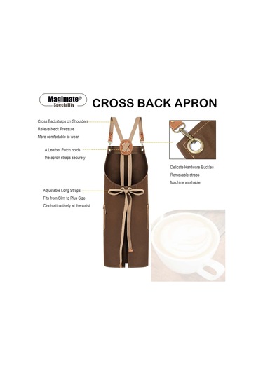 Erkekler Kadınlar İçin Çapraz Sırt Askılı Şef Önlüğü, Pamuklu Kanvas Önlük Kahverengi, Diğer