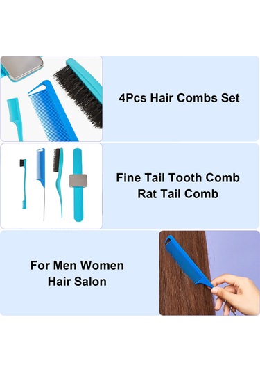 Suofeng 4'lü Saç Tarak Seti - İnce Dişli, Kuyruk Taraklı, Kesim Tarağı Ve Çift Taraflı Fırça İle Anti-statik Saç Bakımı