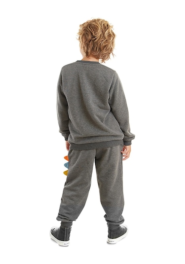 Denokids Rawr Tırtırlı Erkek Çocuk Antrasit Eşofman Takım Antrasit