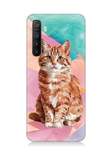 Realme Xt Uyumlu Renkli Kedi Desenli Silikon Kılıf