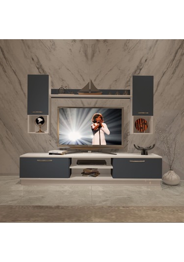 Decoraktiv Eko 5dab Mdf Dvd Tv Ünitesi Tv Sehpası Beyaz - Antrasit