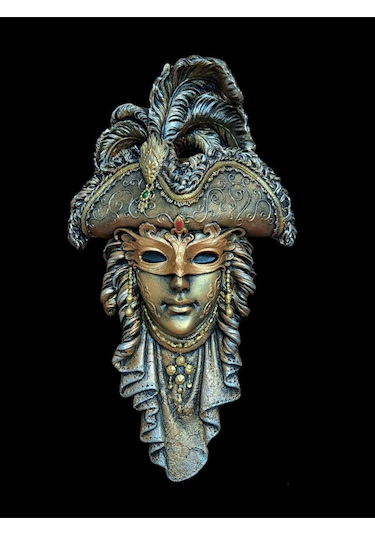 Korsan Maskeli Duvar Mask Kahve-bronz 30x18cm