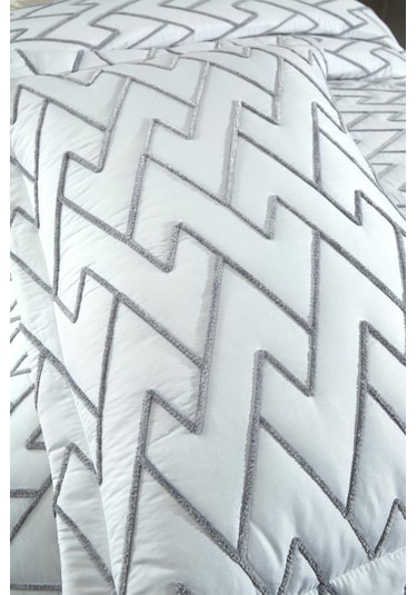 Maria Kapitoneli Tek Kişilik Yatak Örtüsü 180x240 Krem - Gri Krem Gri