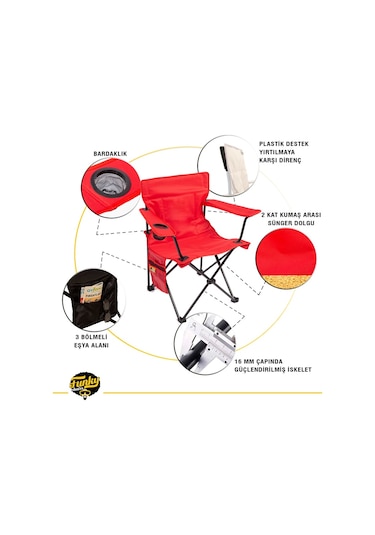 Funky Chairs V2 Kırmızı Kamp Sandalyesi XL Kırmızı