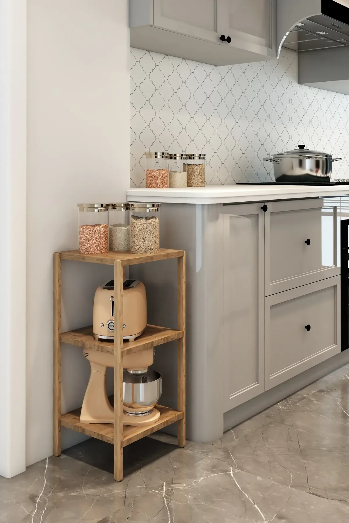 Aden 3 Raflı Banyo Rafı Atlantik Çam Atlantik Çam