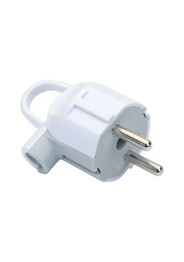 Depa L Tip Kulplu Topraklı Erkek Fiş - Beyaz - 220 Volt - 11103