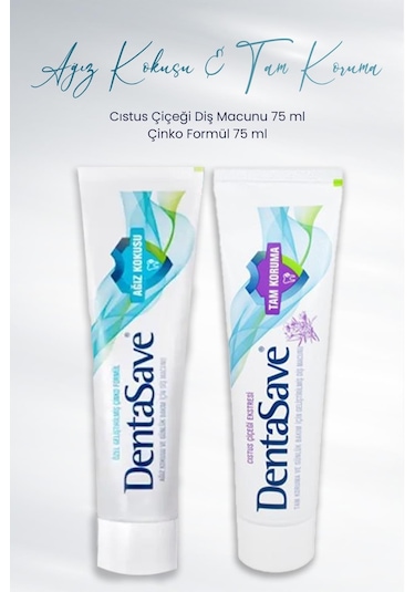 DentaSave Ağız Kokusu Çinko+ Tam Koruma Cistus Çiçeği Diş Macunu 2 x 75 ML