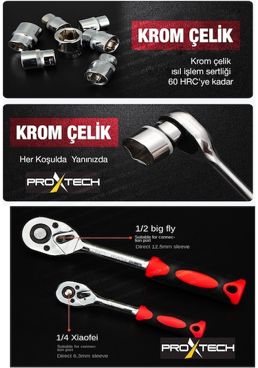Valiz Çanta Cr-v Çeliği 108 Parça 1/2 Ve 1/4 Torx Cırcırlı Lokma Anahtar Takımı Bits Uç Full Set