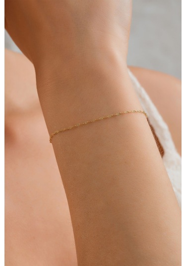 14 Ayar Altın Aynalı Zincir Bileklik Sarı Altın