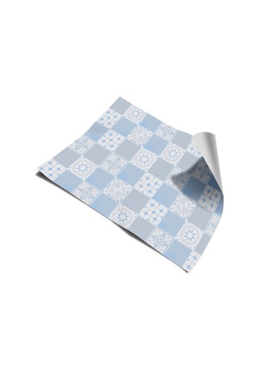 Tezgah Arası Mutfak Kendinden Yapışkanlı Folyo Kaplama Modern Fayans Desen Mavi 60cmx100cm