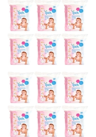 İpek Bebek Temizleme Pamuğu 60'lı 12 Paket