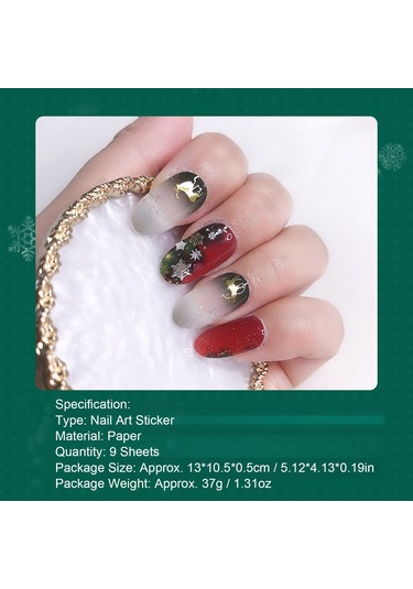 Yifomall Noel Temalı 3d Tırnak Sanatı Sticker Seti - 9 Farklı Desen Ve Mini Tırnak Törpüsü İçeren Dıy Manikür Kit