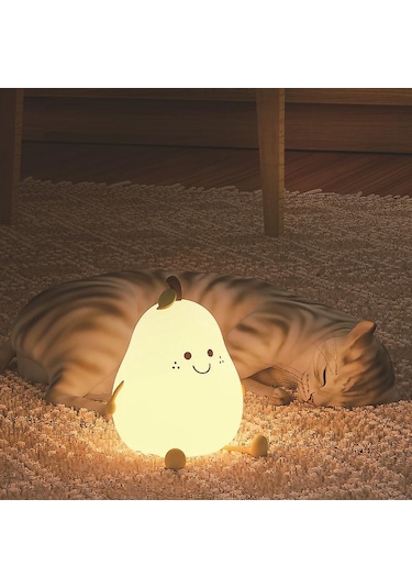 Çocuk Odası İçin Gece Lambası, Sevimli Gece Lambası Silikon Kendin Yap Armut Lambası Erkek Çocuklar Kızlar İçin, 7 Led Renk Değiştiren Musluk Kontrolü Taşınabilir Bebek Odası Gece Lambası Diğer