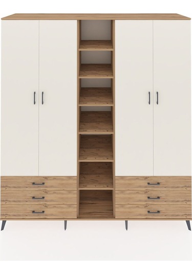 Kronos Dolap 13 Raflı 6 Çekmeceli 2 Askılı 220x59x243 Çam-aytaşı/çam Aytası/atlas Çam