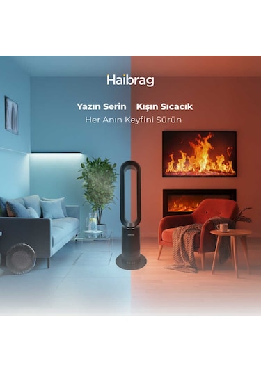 Haibrag Tp-18 Pro Sıcak & Soğuk Kanatsız Zemin Tipi Fan Siyah