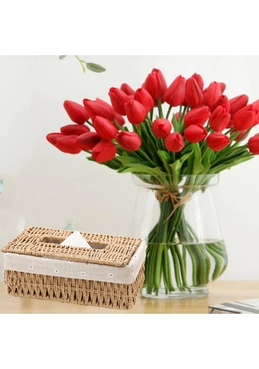 Haki-yaratıcı El Yapımı Rattan Doku Kutusu Ev Kağıt Saklama Sepeti Ev Dekorasyon Haki Çiçek Tarzı 1 Adet