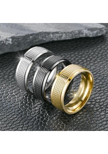 Gümüş Yeni Ürün Titanyum Çelik Erkek Yüzük Moda Mizaç İş Tarzı Çift Yüzük Gandal Takı 12 Gümüş
