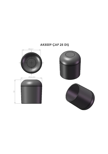 Ademkocplastik Adem Koç Plastik Sandalye Ayağı Profil Papuçları 25'Lik (20 Adet)