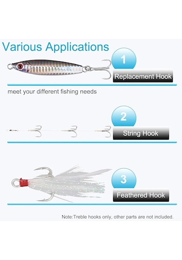 4x Balıkçılık Tiz Kanca 10 Adet Üçlü Balıkçılık Kancalar Büyük Oyun Alabalık 10pcs Size 8 10pcs Size 8