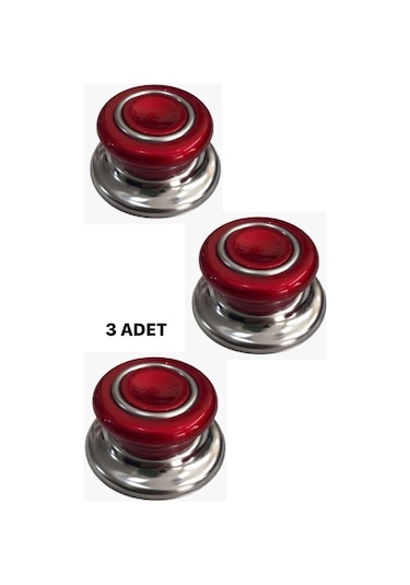 Doğuş Mutfak 3 Adet Kırmızı Tüm Tencere Tava Kapaklarına Uygun Bagalit Tepe Cam Tencere Kapağı Kulpu