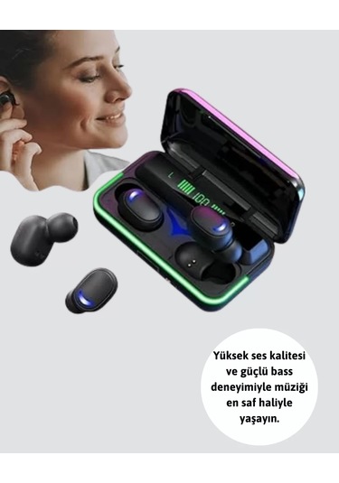 Bluetooth 5.1 Oyuncu Kulaklığı Led Ekranlı Powerbank Kulaklık