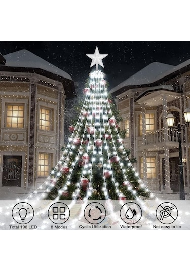 Bahçe Partileri Ve Düğünler İçin Su Geçirmez 2m X 9 Yıldızlı Noel Ağacı Işıkları B Çok Renkli