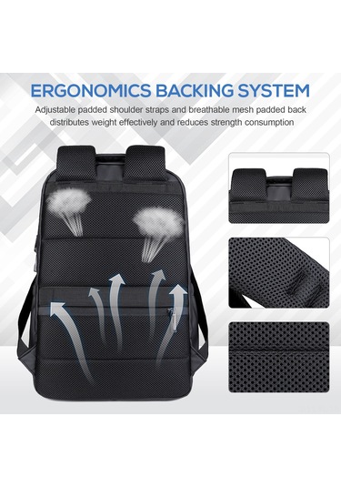 Lemestar Usb Şarj Portlu, Suya Dayanıklı Oxford Kumaşlı, Çok Bölmeli Seyahat-iş Okul Sırt Çantası Gri Gri