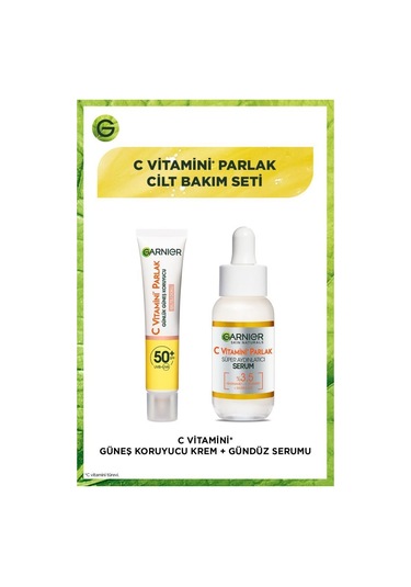 Garnier C Vitamini Parlak Süper Aydınlatıcı Serum 30 ML + Işıltılı Doku Günlük Koruyucu Güneş Kremi SPF50+ 40 ML