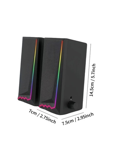 Willowhaven Siyah 1 Adet Rgb Işıklı Ses Sistemi, Usb Tak Çalıştır Bilgisayar Hoparlörü, Pc Tv Laptop İçin