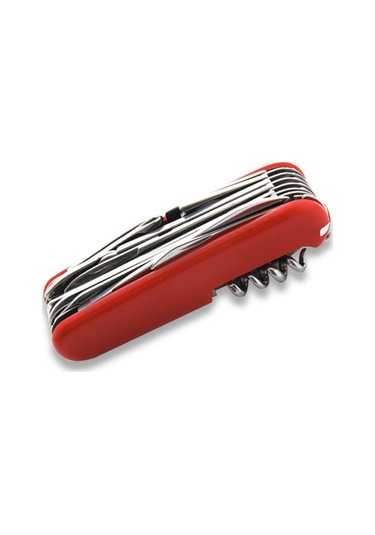 Valkyrie 17 Fonksiyonlu Outdoor İsviçre Kamp Cep Çakısı Gri - Kırmızı