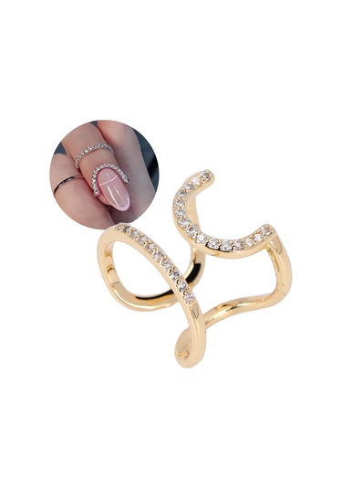 Lemestar Kadınlar İçin Ayarlanabilir Tırnak Yüzükü, Elektroplated Bakır Malzeme, Sağlıklı Ve Şık Manikür Aksesuarı, Günlük Ve Özel Etkinlikler İçin Gold